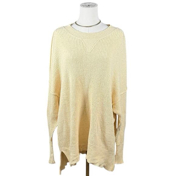 Natural Reflections Sweater | Butter Yellow Ribbed Knit Oversized Pullover | M - Picture 2 of 12